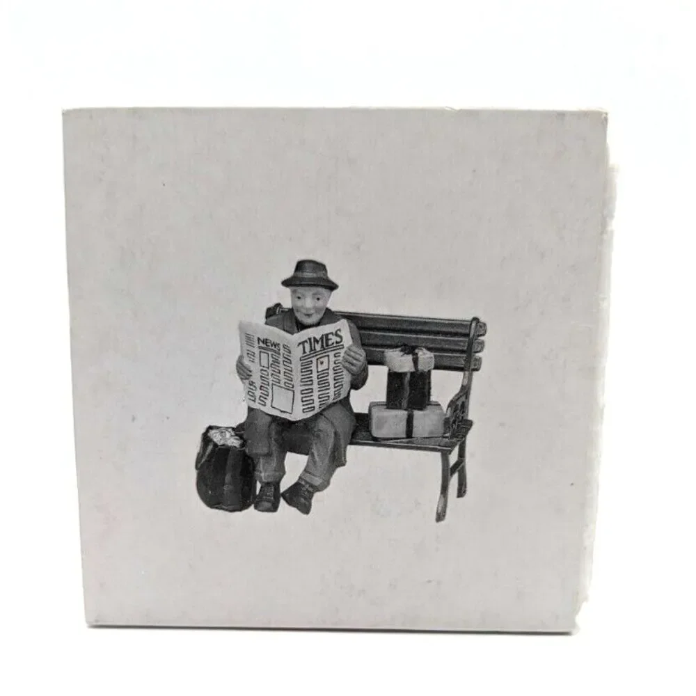 Dept 56 Rest Ye Merry Gentleman Man on Park Bench reading TIMES‎ Paper #5540-9